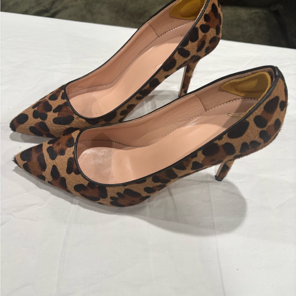 JCrew Leopard Animal Print  Heels Pumps Made In Italy Women’s 9.5 Calf Skin - Picture 5 of 10